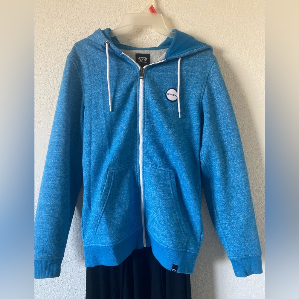 Animal UK Brand Hoodie Unisex XS Azure Marble Blue